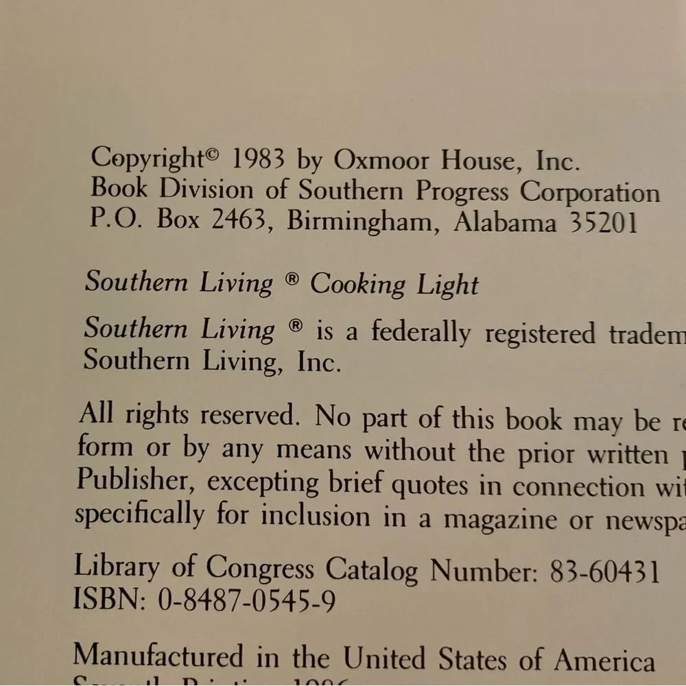 Vintage Southern Living Cooking Light 1983 Cookbook • Classic Annual Recipes